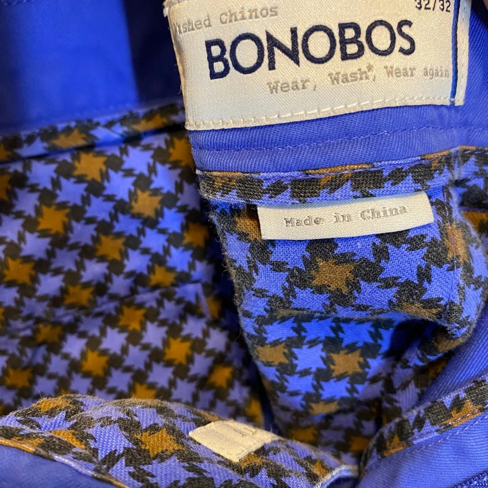 Bonobos Washed Chinos Mens 32x32 Blue Excellent Straight Fit Cotton Pants
